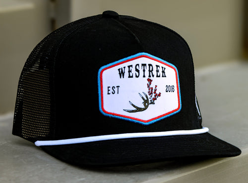 Black “Indian Paintbrush with Deer Antler” Trucker Hat – Western Hunting Hat | Westrek