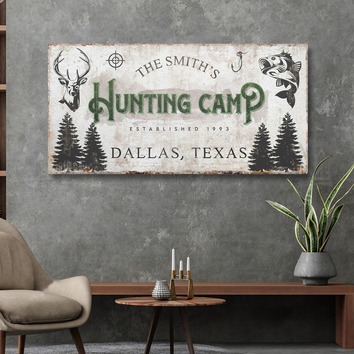 Rustic Fishing And Hunting Sign- Outdoor Cabin Decor