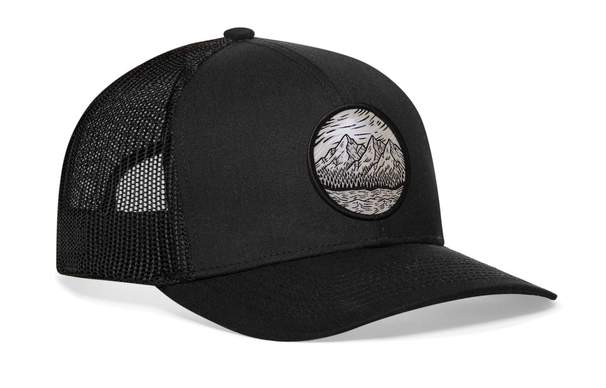 Circle Mountain and Trees Trucker Hat  |  Outdoors Snapback